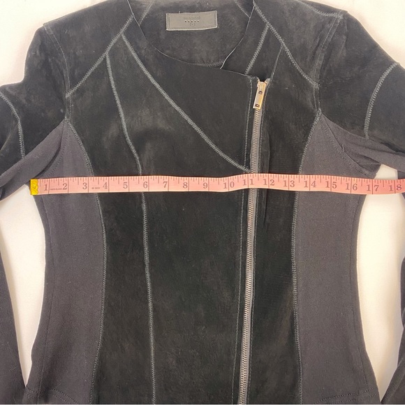 Blank NYC Black Leather Suede Asymmetrical Zip Moto Biker Jacket - Picture 12 of 14